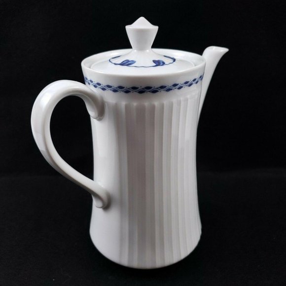 Royal Worcester Coffee Pot White With Blue Leaves - Picture 7 of 12